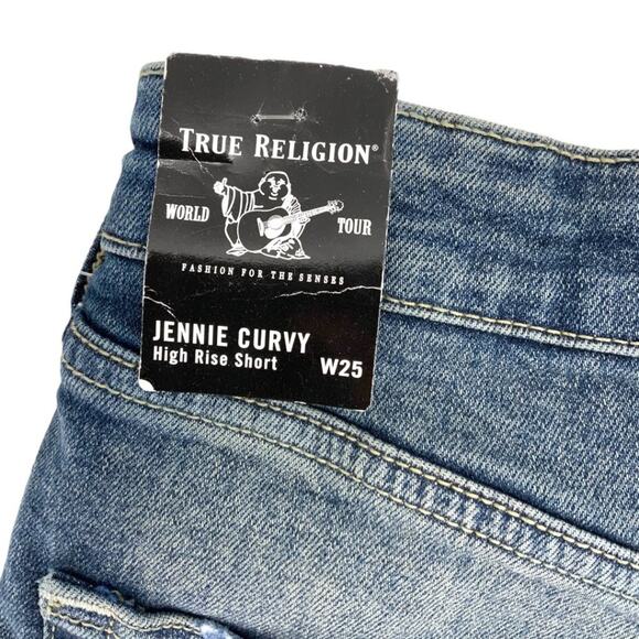True Religion Jennie Curvy High Rise Denim Shorts Size 25 NWT $119 MSRP - Picture 4 of 9